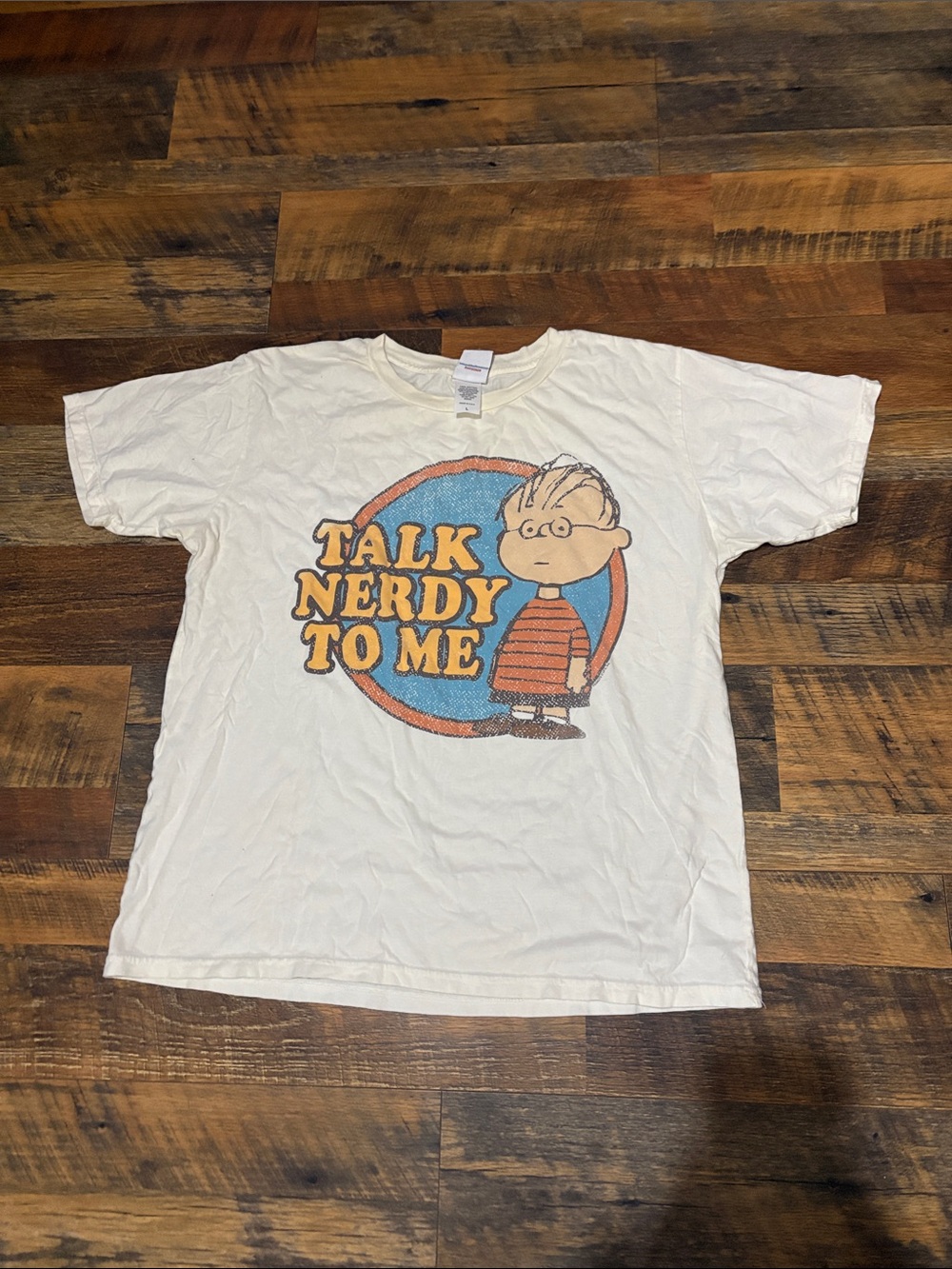Vintage Junk Food Clothing Peanuts Linus Talk Nerdy To Me Shirt Size